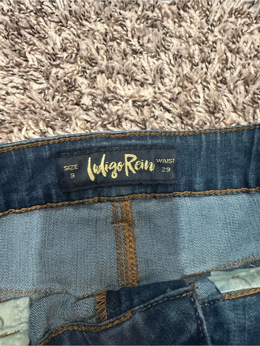 Indigo Rein Women's Medium Blue Rolled Cuff Distressed Denim Shorts